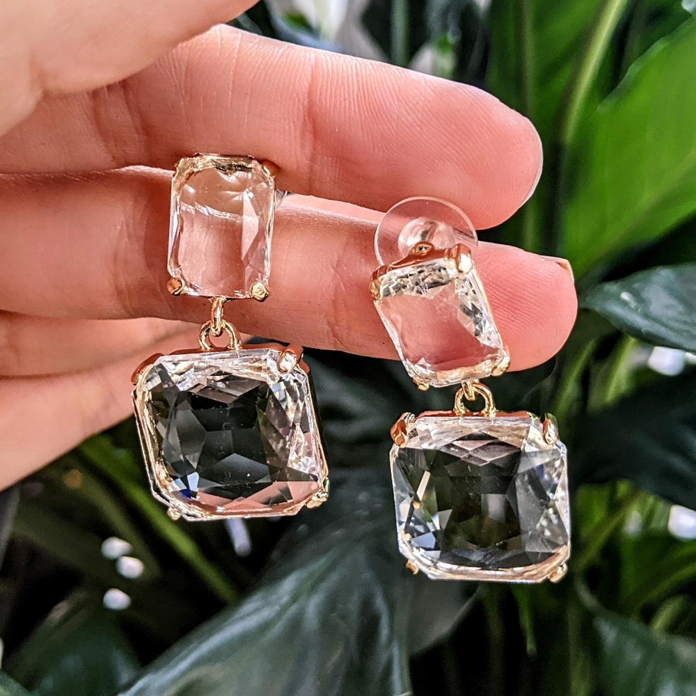 Square crystal earrings